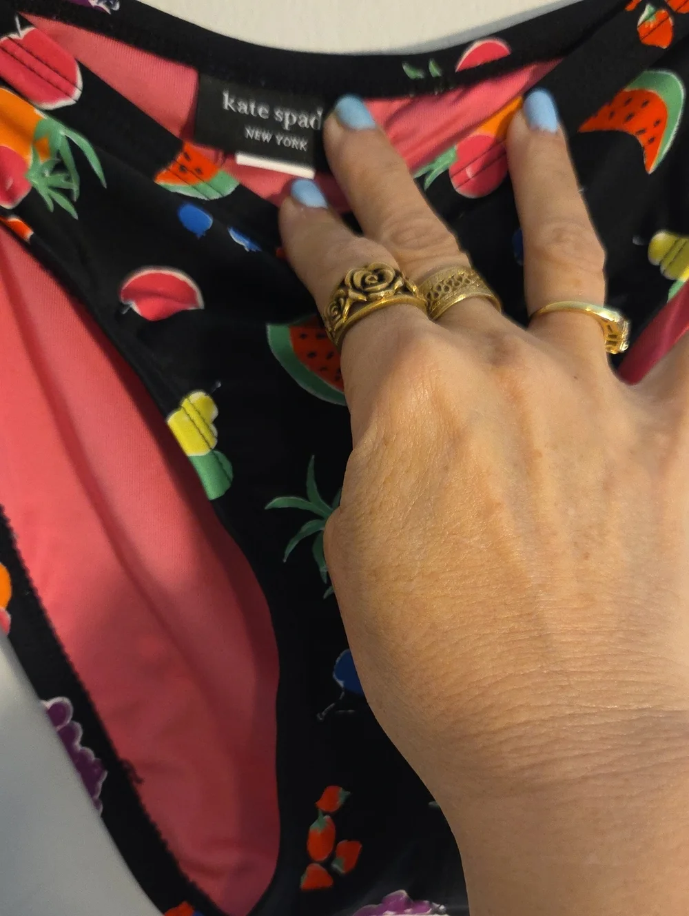 Kate Spade Black Bikini With Bright Color Fruit Print